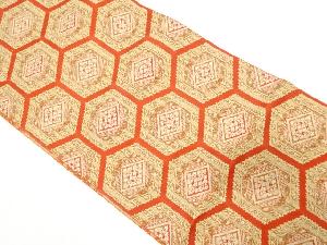 亀甲に花菱模様織り出し　名古屋帯